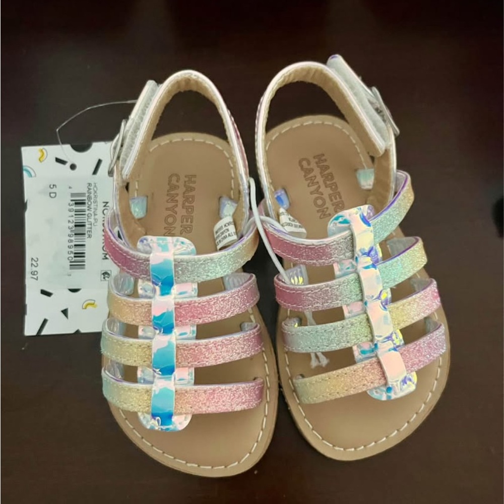 Harper Canyon Kids Pastel Glitter Sandals